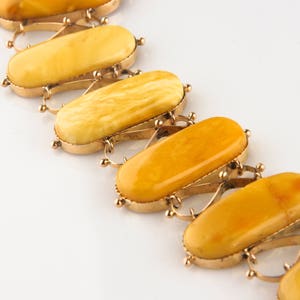 Vintage 14k Yellow Gold Butter Scotch Natural Amber Necklace and Bracelet Set image 4