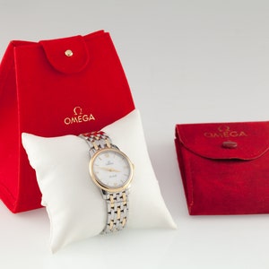 Omega DeVille Prestige 18k Gold & Stainless Steel Two-Tone Women&#39;s Quartz Watch w/ Pouch and Papers, Ref. 424.20.27.60.05.001