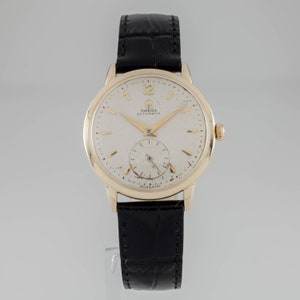 Omega Ω 14k Yellow Gold Automatic Men&#39;s Watch Calibre 342 w/ Black Leather Band