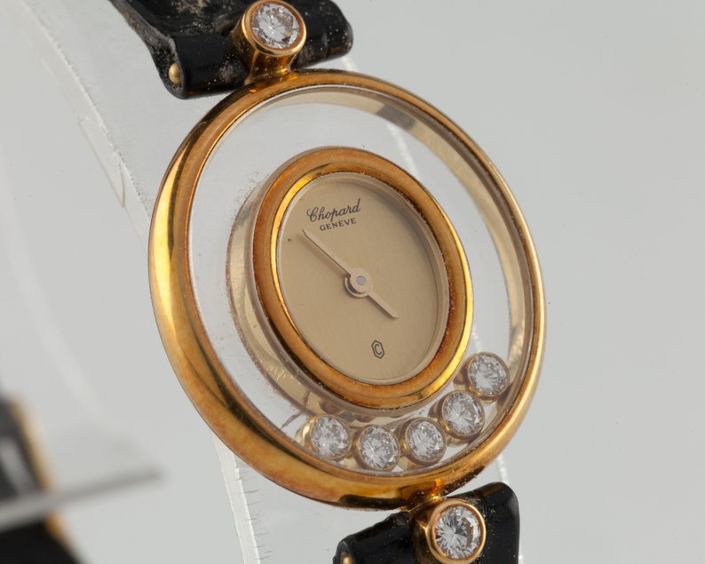 Chopard 18k Yellow Gold Happy Diamonds (5+2 Floating Diamonds) Watch ...