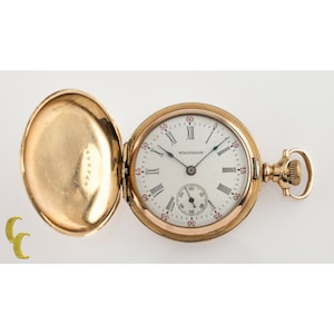 Gold-Filled Antique Lady Waltham Full Hunter Pocket Watch 0S 16J 1906