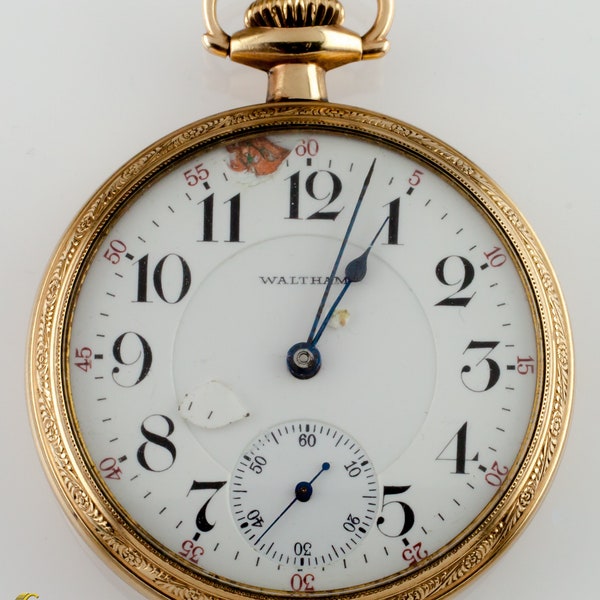 Waltham Vanguard 23 Jewels Size 16s Open Face 14k Yellow Gold Filled Pocket Watch 1904