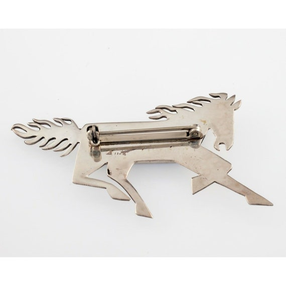Zuni Lapis Inlay Sterling Silver Horse Pin - image 3