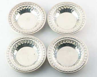 Set of 4 Sterling Silver L Bros Repousse Mini Dishes / Pie Tins Good Condition!
