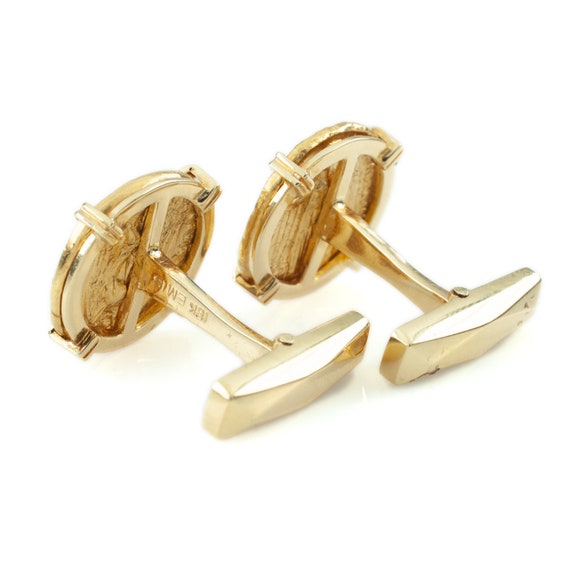 18k Yellow Gold Emis Cufflinks w/ Gold Ancient Co… - image 3