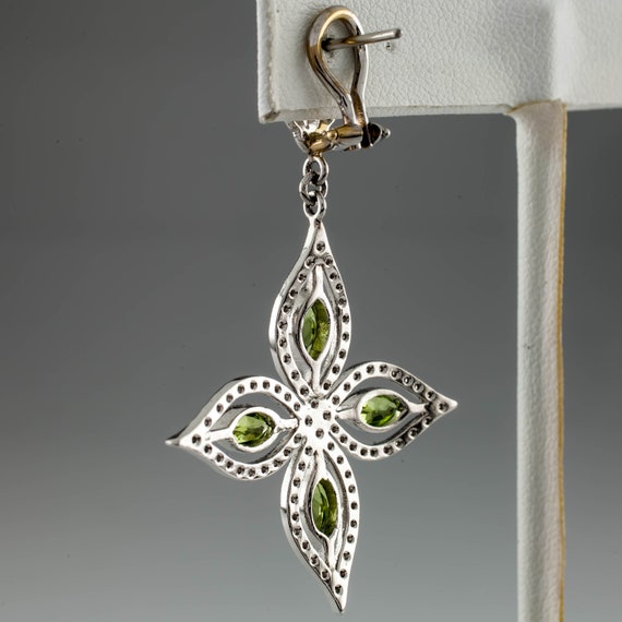 Beautiful Peridot and Diamond Star Dangle Earring… - image 8