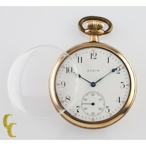 Gold Filled Elgin Antique Open Face Pocket Watch Gr 291 16S 7 Jewel