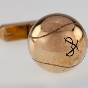 Cartier 9k Single Tennis Ball Manschettenknöpfe Wimbledon 1964 Prinz Philip Insignia