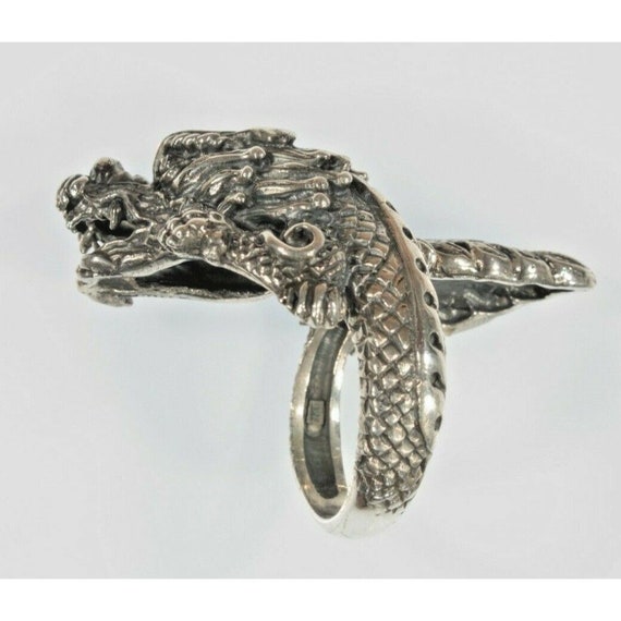 Sterling Silver Long Flying Dragon Ring Size 12.25 - image 1