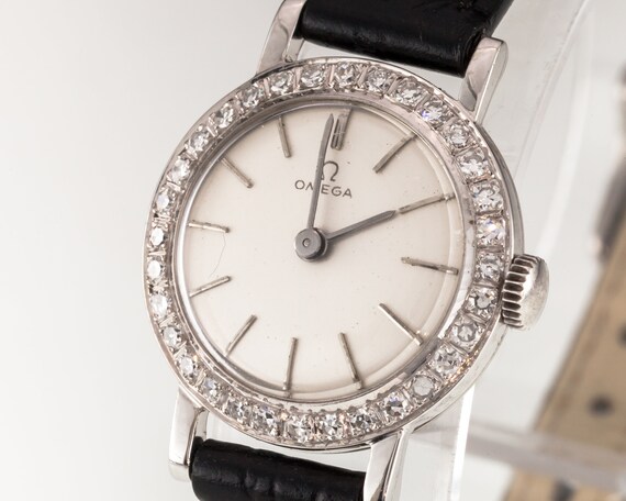 Vintage 1964 Omega 18k White Gold Women's Watch w… - image 3