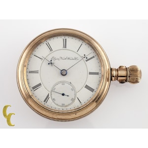 Elgin Antique Open Face Gold Filled Pocket Watch Gr 27 Size 18 15 Jewel