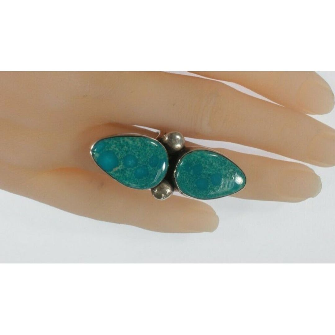 Ladies Navajo Turquoise Sterling Silver Long Ring Size 6 - Etsy