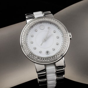 Movado Cerena Quartz Stainless Steel & Ceramic Watch w/ Date 32.3.14.1205