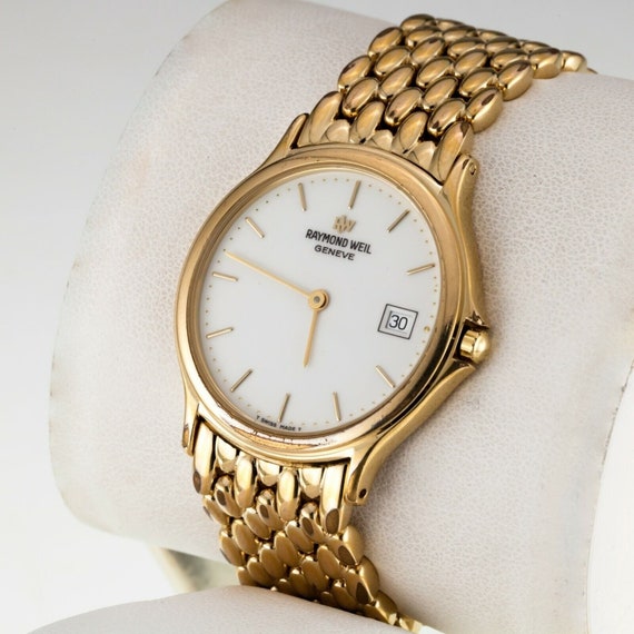 Raymond Weil Gold Plated Men s Quartz Watch W Date 5568 Etsy