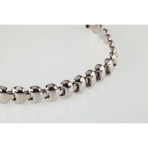 Puffy Sterling Silver Link Bracelet 7.25" - image 2