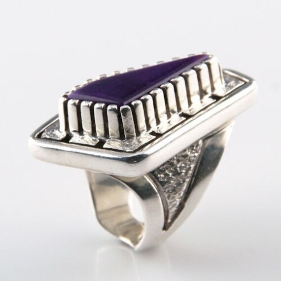 Unique Signed Silver Purple Jasper Ring - image 3