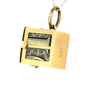 Vintage 14K Yellow Gold &quot;Emergency Dollar&quot; Collectible Case Charm, Miniature Box