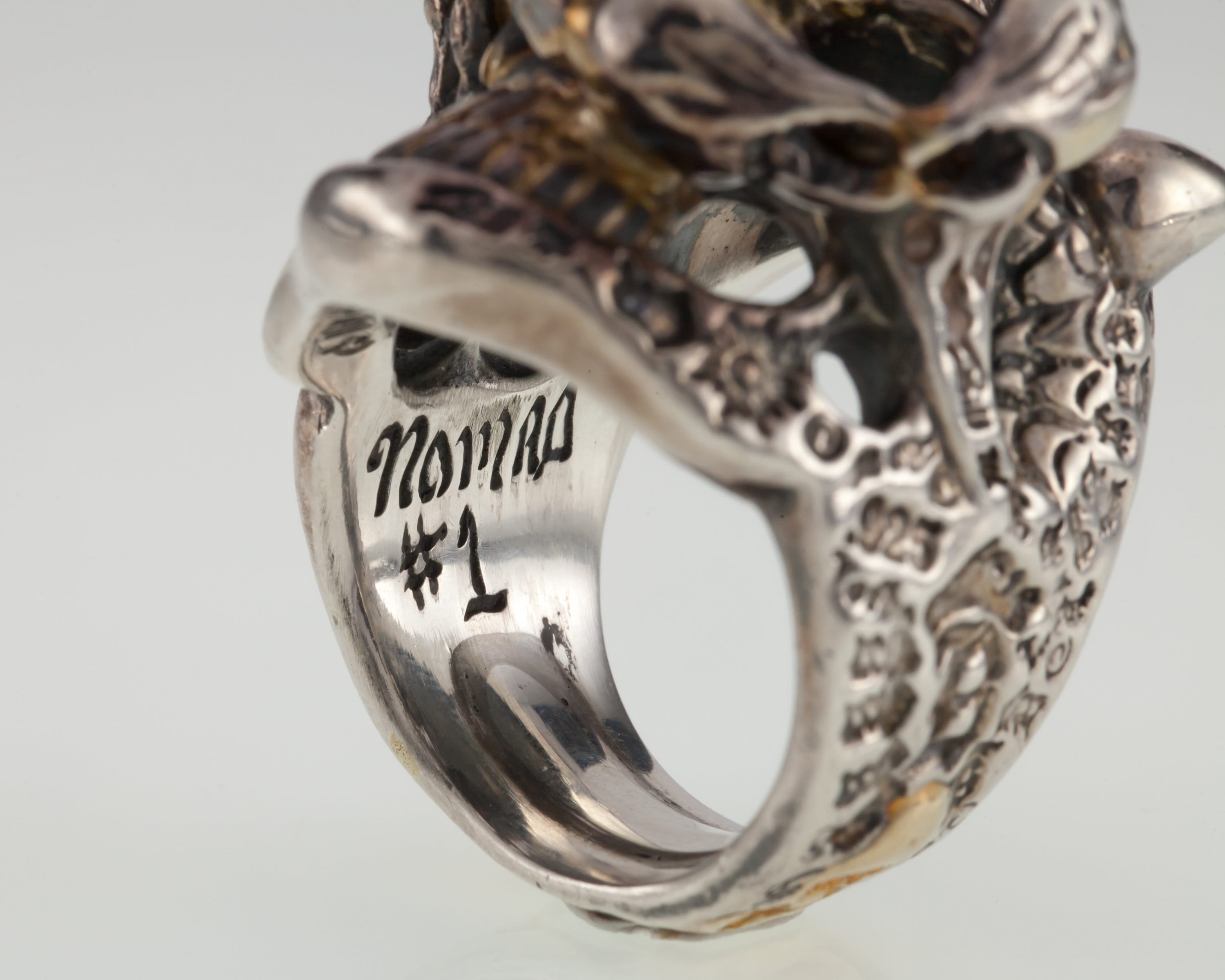 Bill Wall Leather Sterling Silver Custom Master Ring Skull Bill Wall Leather Sterling Silver Custom Master Ring Skull