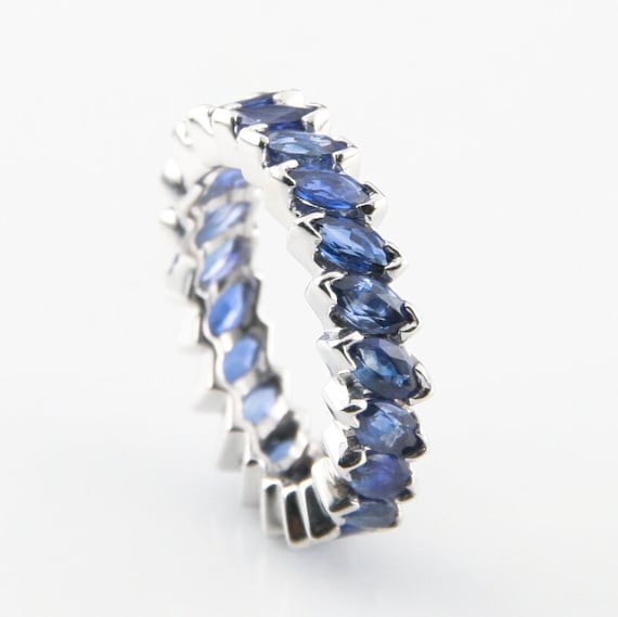 Blue Sapphire 3.36 carat Marquise Cut Platinum Et… - image 3