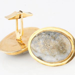 Beautiful 14k Yellow Gold 39 Carat Rock Crystal Cufflinks Great Gift!
