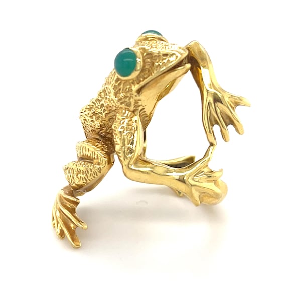 Kurt Wayne 18k Yellow Gold & Green Chrysoprase Fr… - image 1