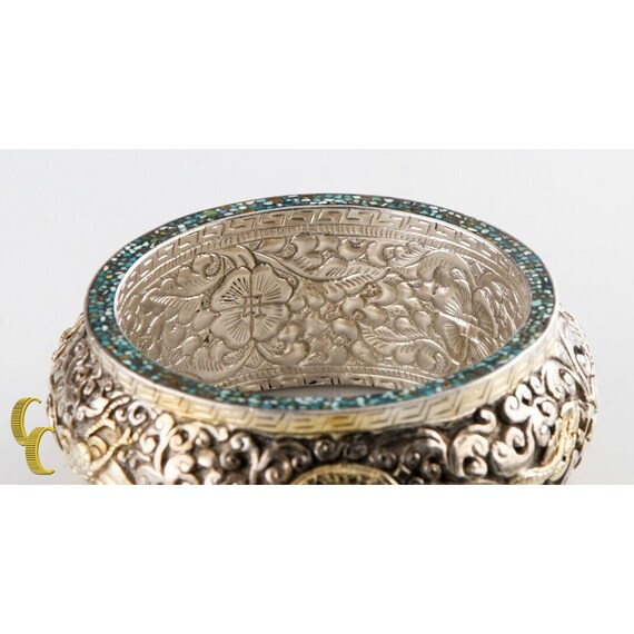 Sterling Silver .925 Bangle Bracelet Two Fire Bre… - image 5