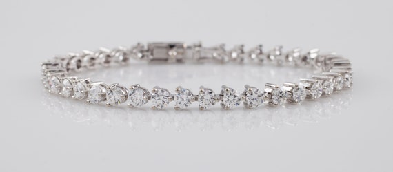 18k White Gold Diamond Tennis Bracelet 7.00 cts - image 3