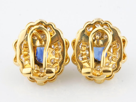 Gorgeous Oval Sapphire Huggie Earrings with Doubl… - image 3