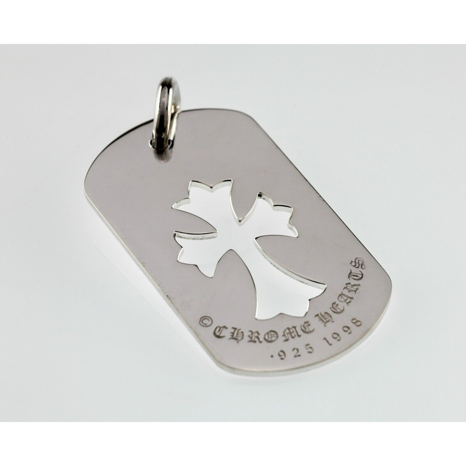 Chrome Hearts Sterling Silver Cross Cutout Dogtag Pendant