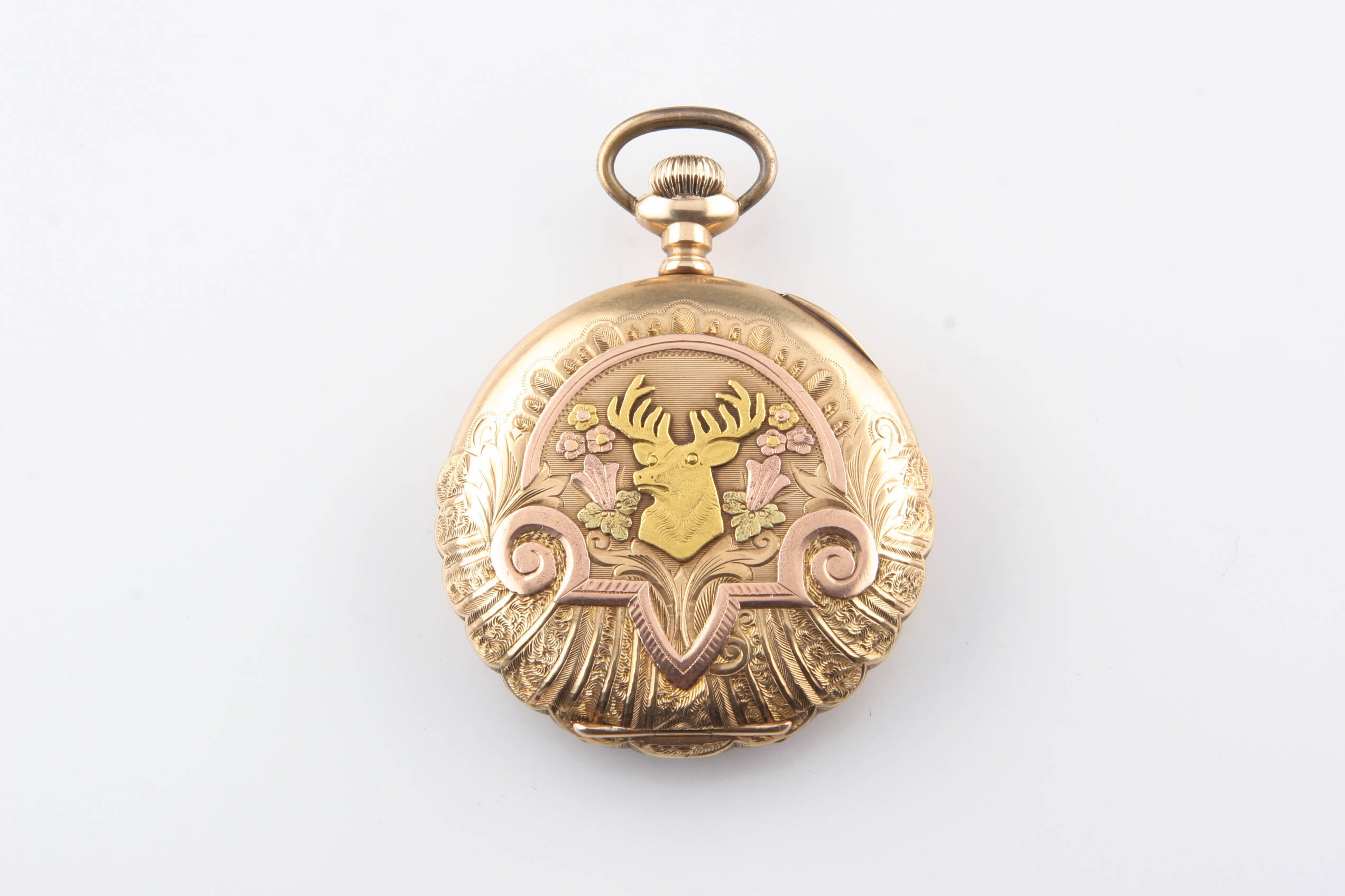 エルジン アンティーク 14K マルチカラー ゴールド 17石 懐中時計 