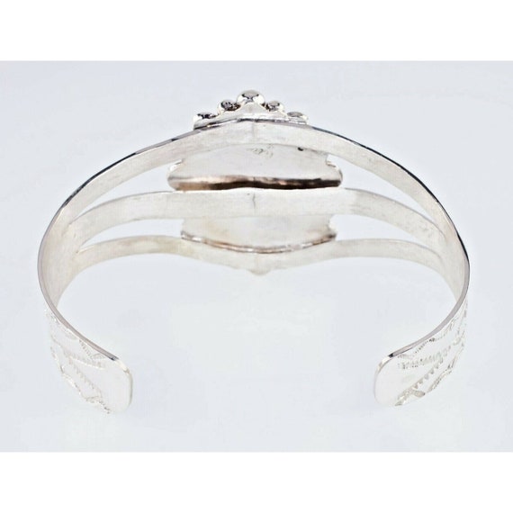 Moss Agate Sterling Silver Navajo Cuff Bracelet - image 3