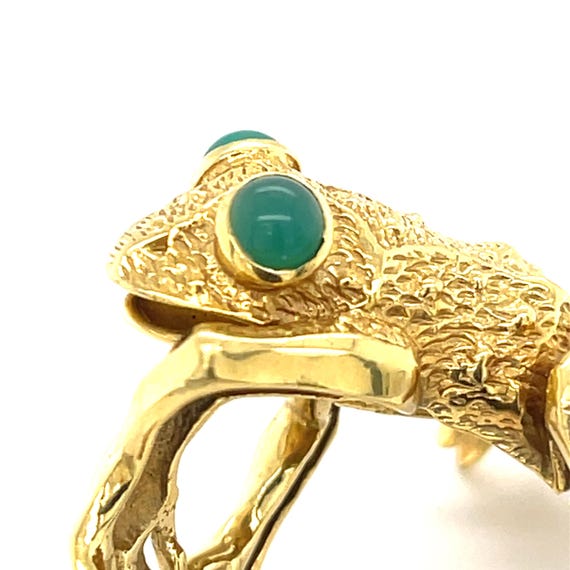 Kurt Wayne 18k Yellow Gold & Green Chrysoprase Fr… - image 5