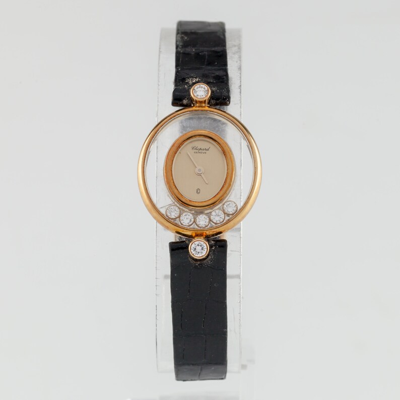Chopard 18k Yellow Gold Happy Diamonds (5+2 Floating Diamonds) Watch ...