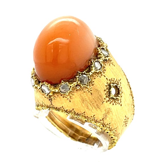 Smeraldo Anelli Di Buccellati Anello Buccellati In Oro Giallo 18k Con  Pietra Di Luna E Diamanti