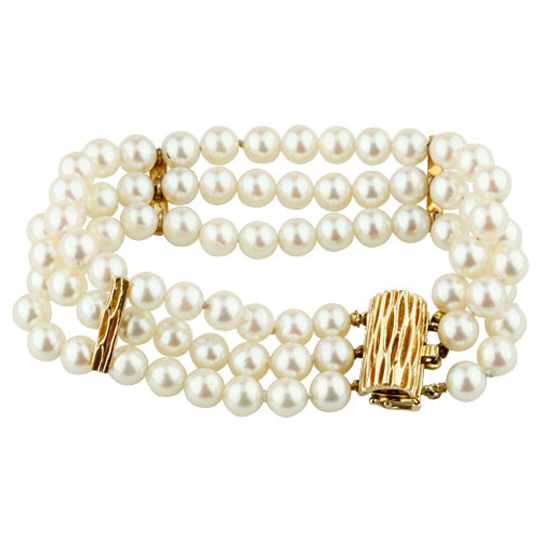 Buy Estele Rhodium-Plated 3 Line Pearl Bracelet Online At Best Price @ Tata  CLiQ