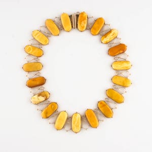 Vintage 14k Yellow Gold Butter Scotch Natural Amber Necklace and Bracelet Set image 5