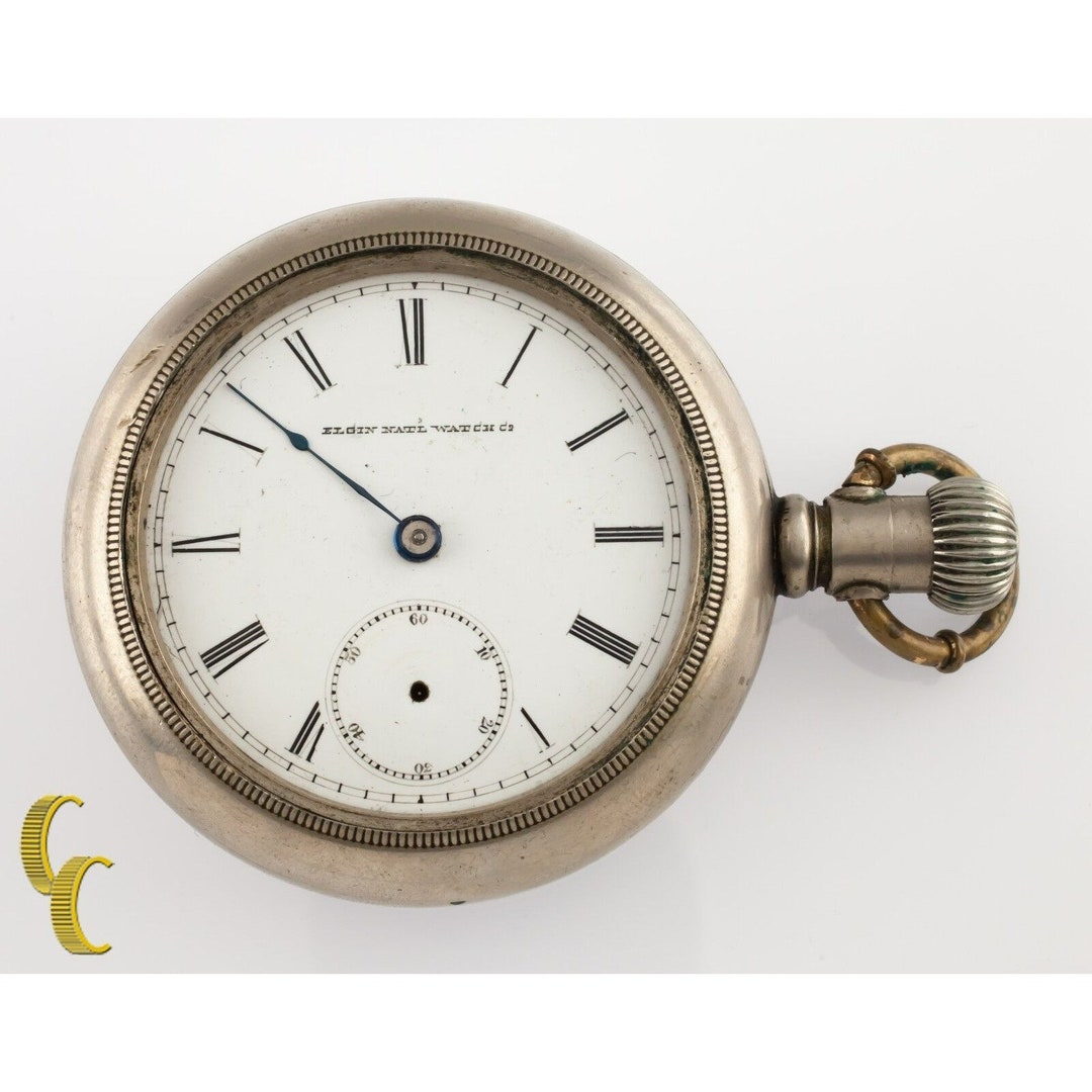 Silverode Antique Elgin Open Face Pocket Watch Gr 18S 7-jewel