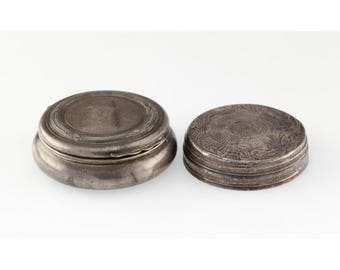 Silver Antique Miniature Compact and Tray