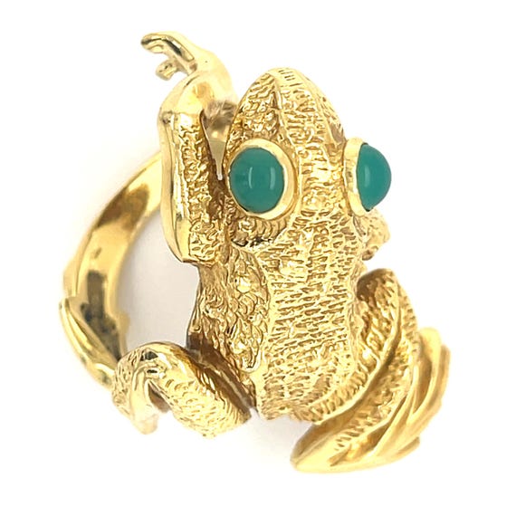 Kurt Wayne 18k Yellow Gold & Green Chrysoprase Fr… - image 6