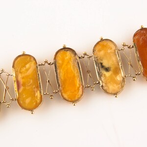 Vintage 14k Yellow Gold Butter Scotch Natural Amber Necklace and Bracelet Set image 8