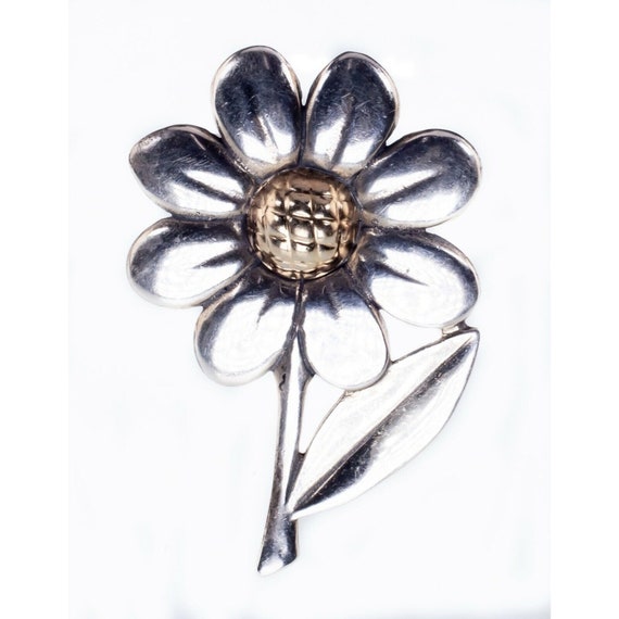 James Avery Two Tone Daisy Flower Brooch Sterling… - image 2