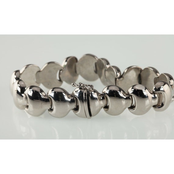 Puffy Sterling Silver Link Bracelet 7.25" - image 4