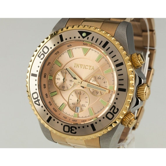 Invicta Men s Gold plated Quartz Pro diver Chronograph Etsy UK