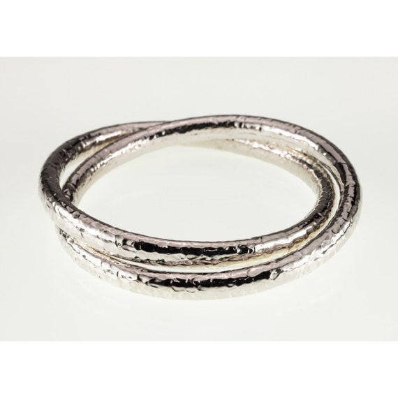 Sterling Silver Two Interlaced Bangle Bracelets w… - image 2