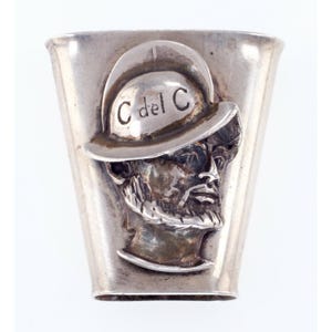 Signerad FP Bolo-slips i sterlingsilver med Corona de Castilla-lod och hjälm