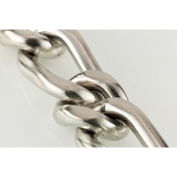 Sterling Silver Chunky Link Bracelet Fleur de Lis… - image 3