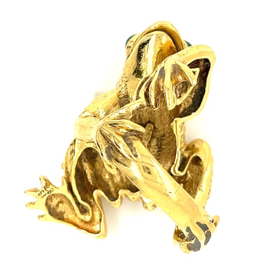 Kurt Wayne 18k Yellow Gold Frog Ring with Green G… - image 6