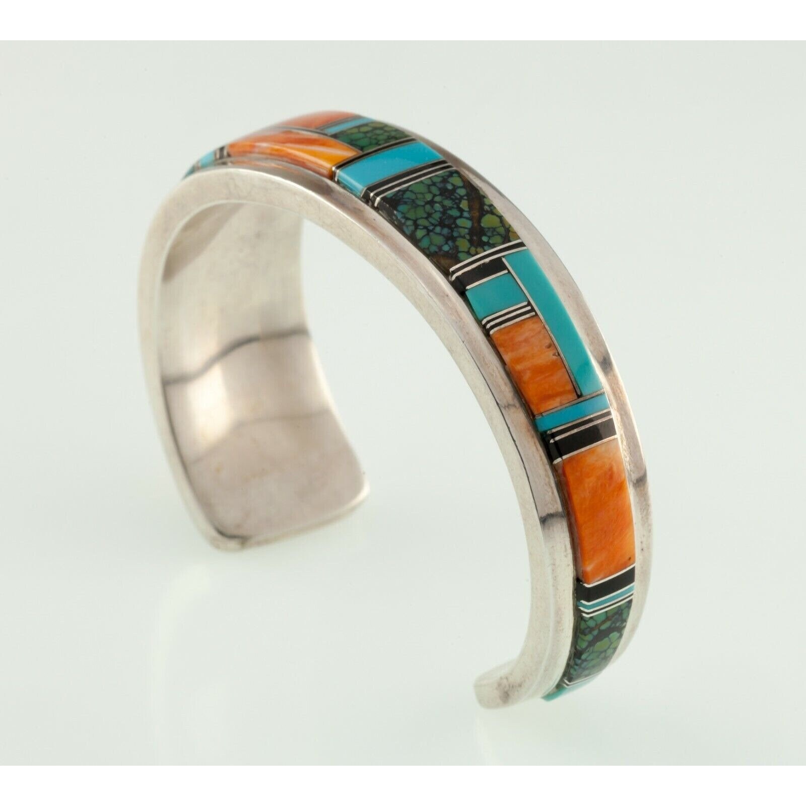 Navajo Harry B. Yazzie Inlay Cuff Bracelet W/turquoise