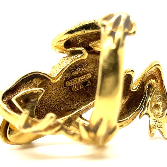 Kurt Wayne 18k Yellow Gold Frog Ring with Green G… - image 7