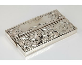 Gorgeous Etched Sterling Silver Great Seal of California Card Holder w/ Filigree